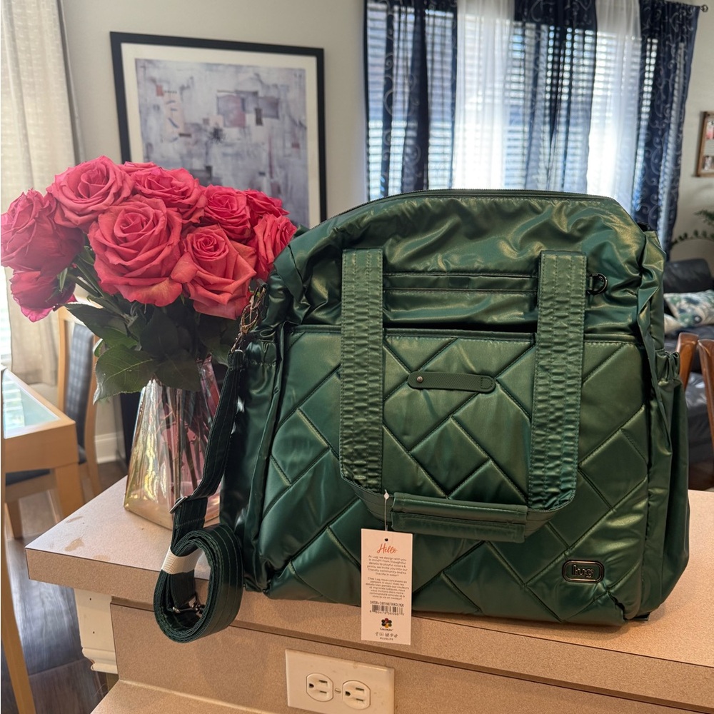 NWT Lug Saunter Weekender Bag Metallic Wickedly Green